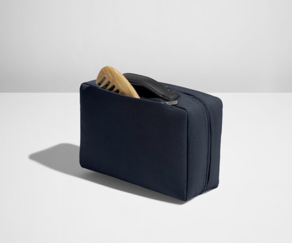 The Small Toiletry Bag in Navy Blue - Image 4